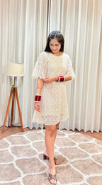 Ivory Beige Cutwork Dress
