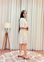 Ivory Beige Cutwork Dress