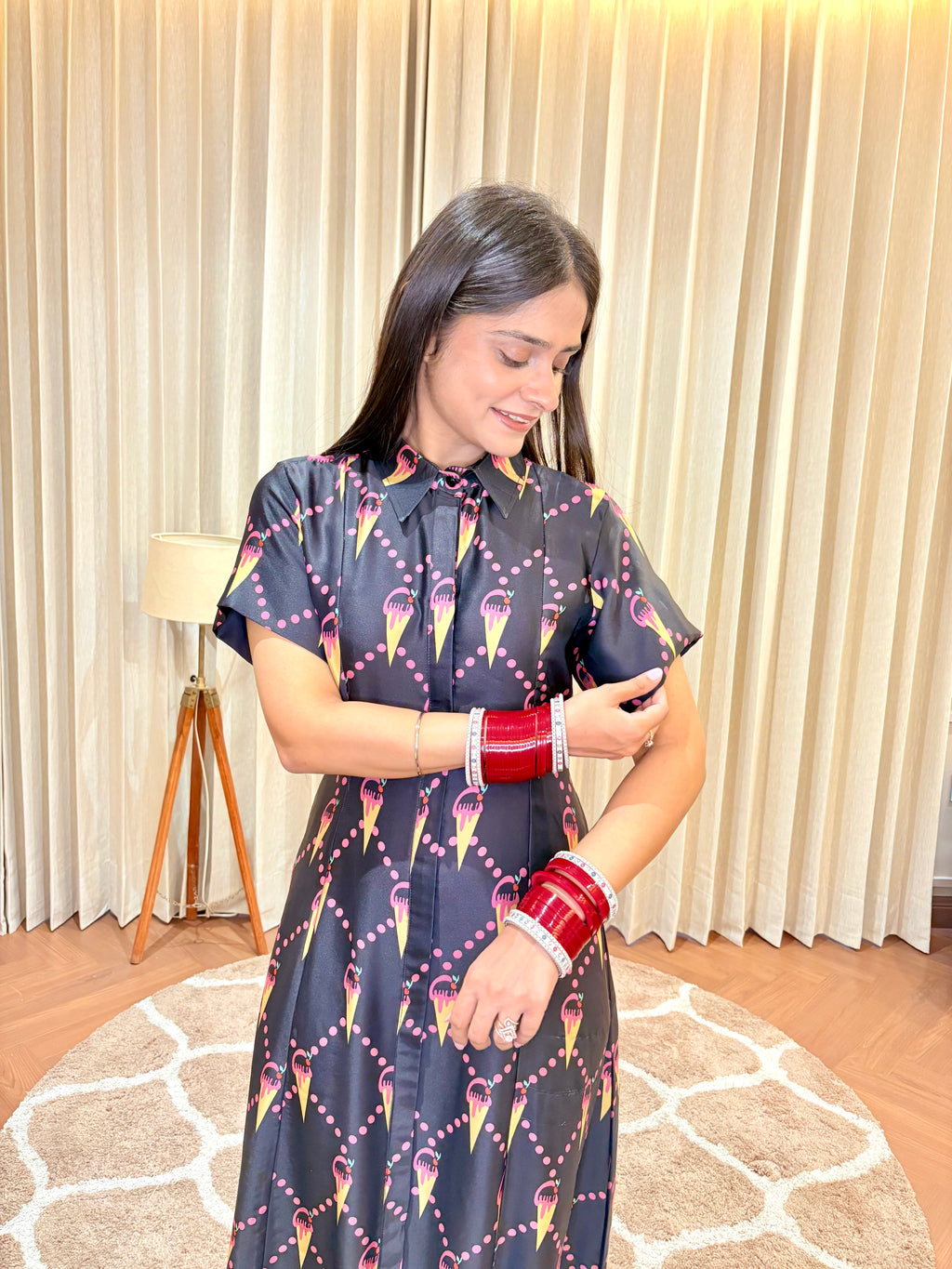 Statement Print Satin Dress
