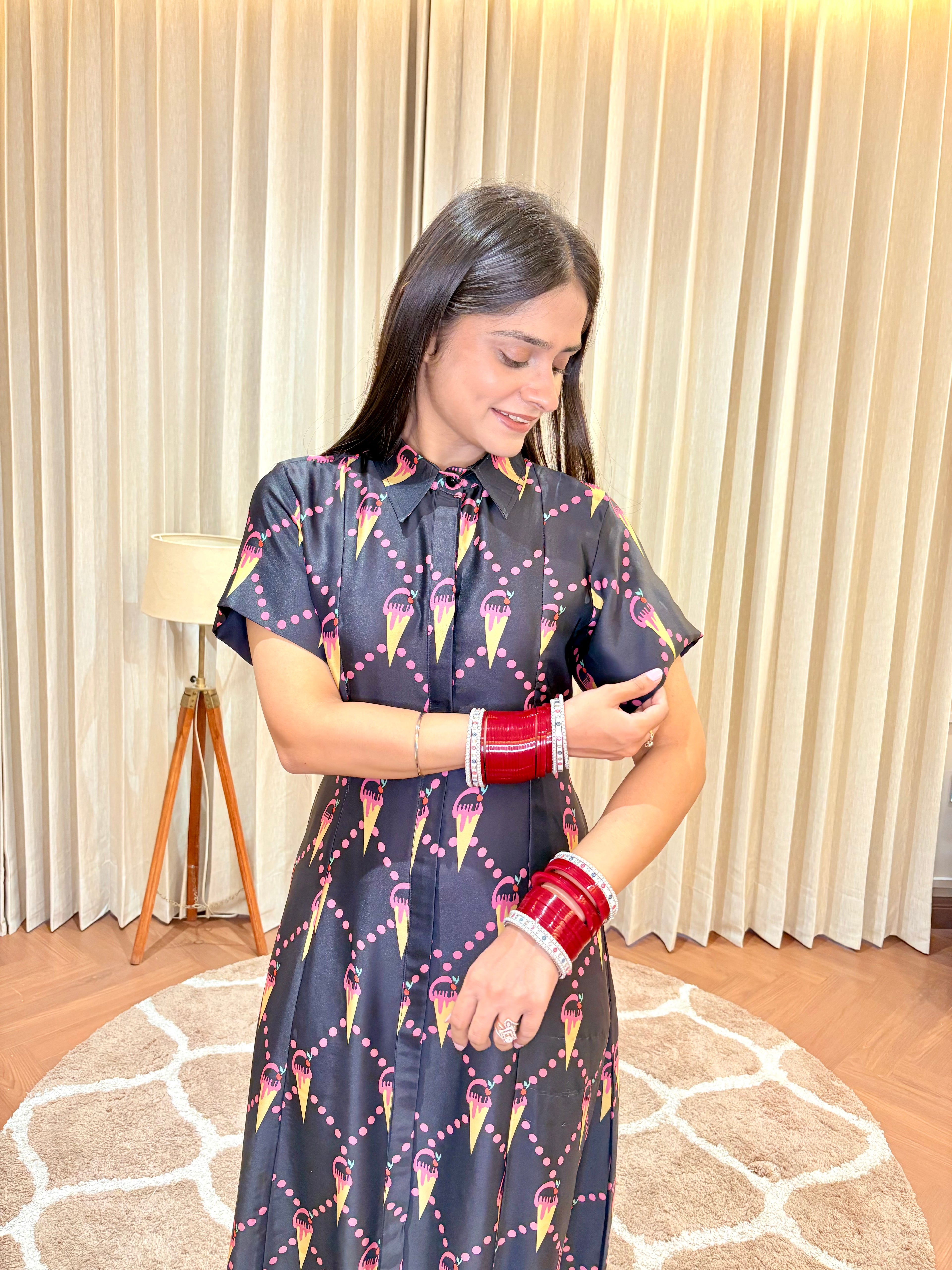 Statement Print Satin Dress
