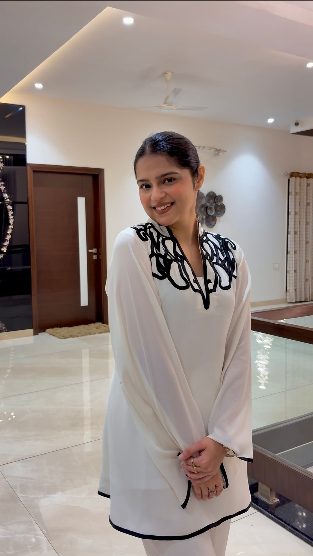 Monochrome Embroidered Georgette Set