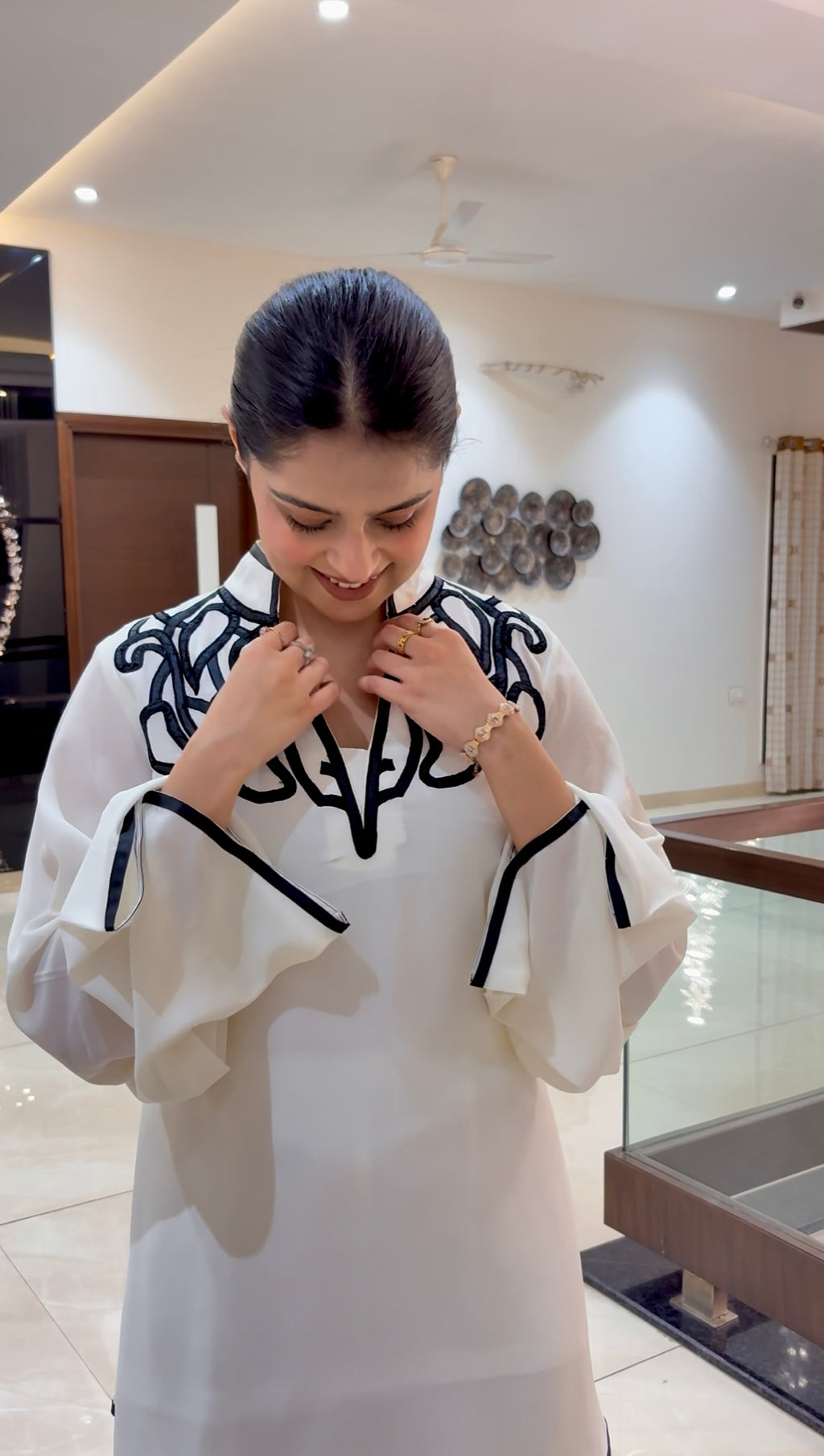 Monochrome Embroidered Georgette Set