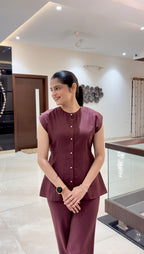 Burgundy Pinstripe Co-ord Set