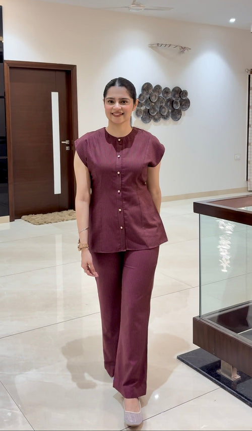 Burgundy Pinstripe Co-ord Set