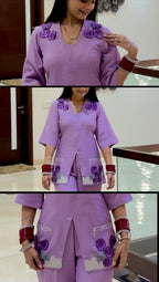 Lavender Floral Embroidered Set