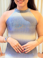 Metallic Halter Neck Bodycon Dress