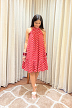 Red Polka Dot Halter Neck Dress