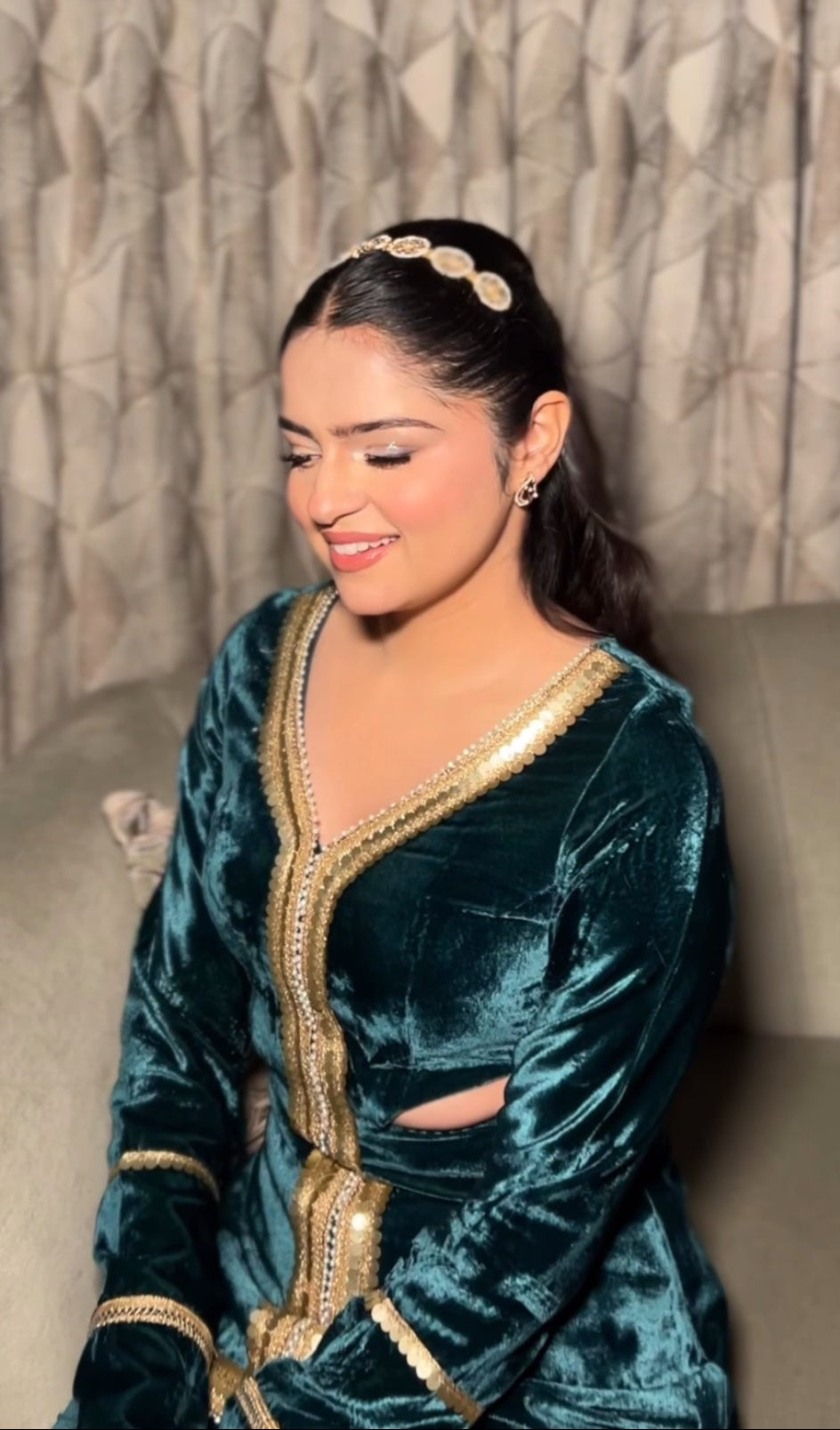 Emerald Velvet Gold-Trim Co-ord Set