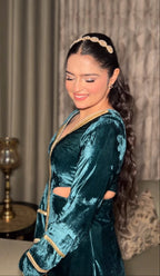 Emerald Velvet Gold-Trim Co-ord Set