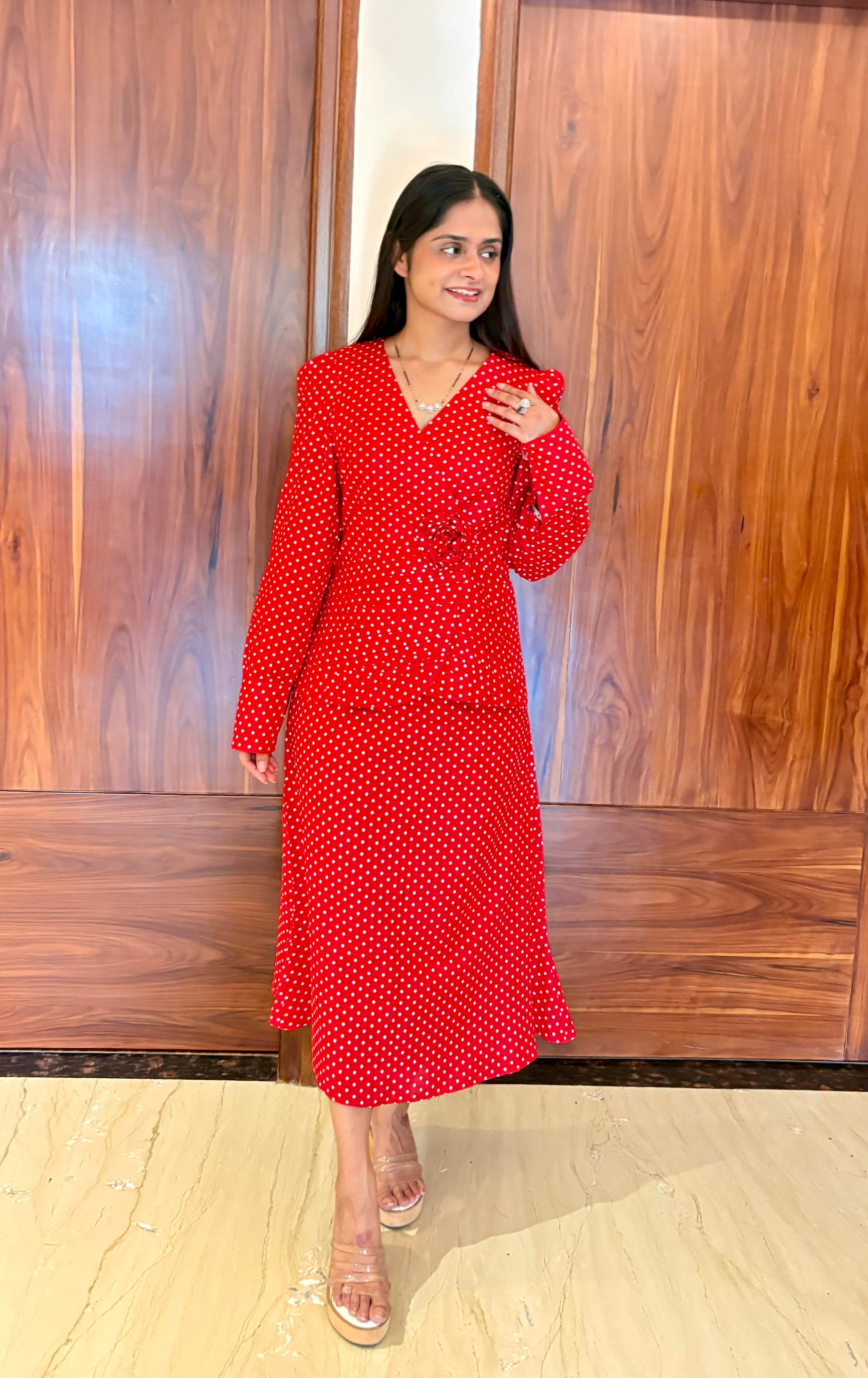Scarlet Polka Power Co-ord Set
