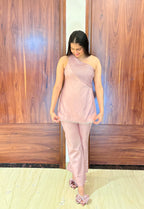 Blush Drape One-Shoulder Coord Set